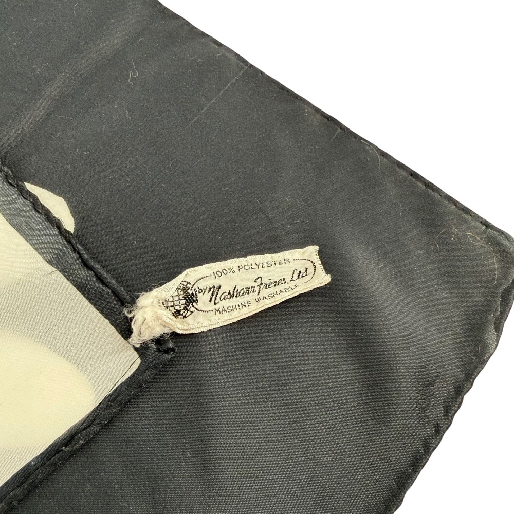 Nasharr Freres Vintage Black White Daisy Floral Colorblock Square Scarf Mod 21in - Picture 4 of 4